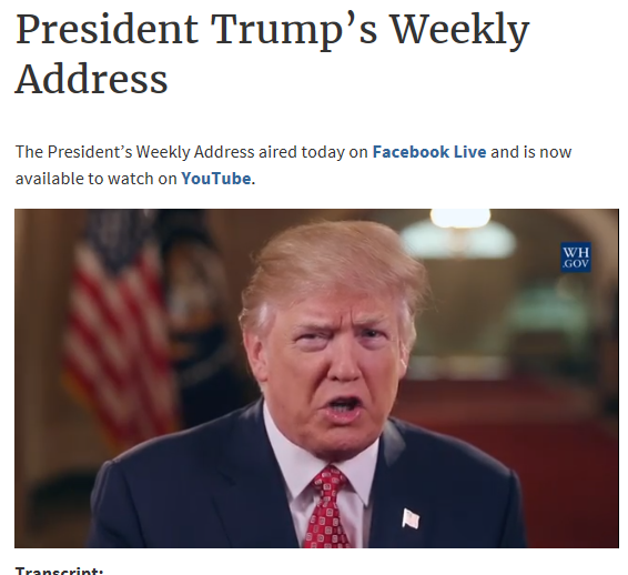 사진출처:미국대통령 트럼프홈페이지 동영상 캡처