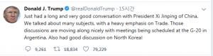 시진핑, 트럼프와 전화통화..G20 앞두고 관계개선 희망..미중 무역 갈등 해법 논의?
