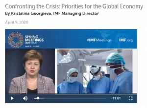 IMF 총재 " 코로나바이러스영향 세계경제 마이너스 성장 가속화..대공황 이후 최악"