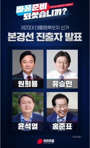 국민의힘 대선후보 본경선 진출, 원희룡, 유승민, 윤석열, 홍준표